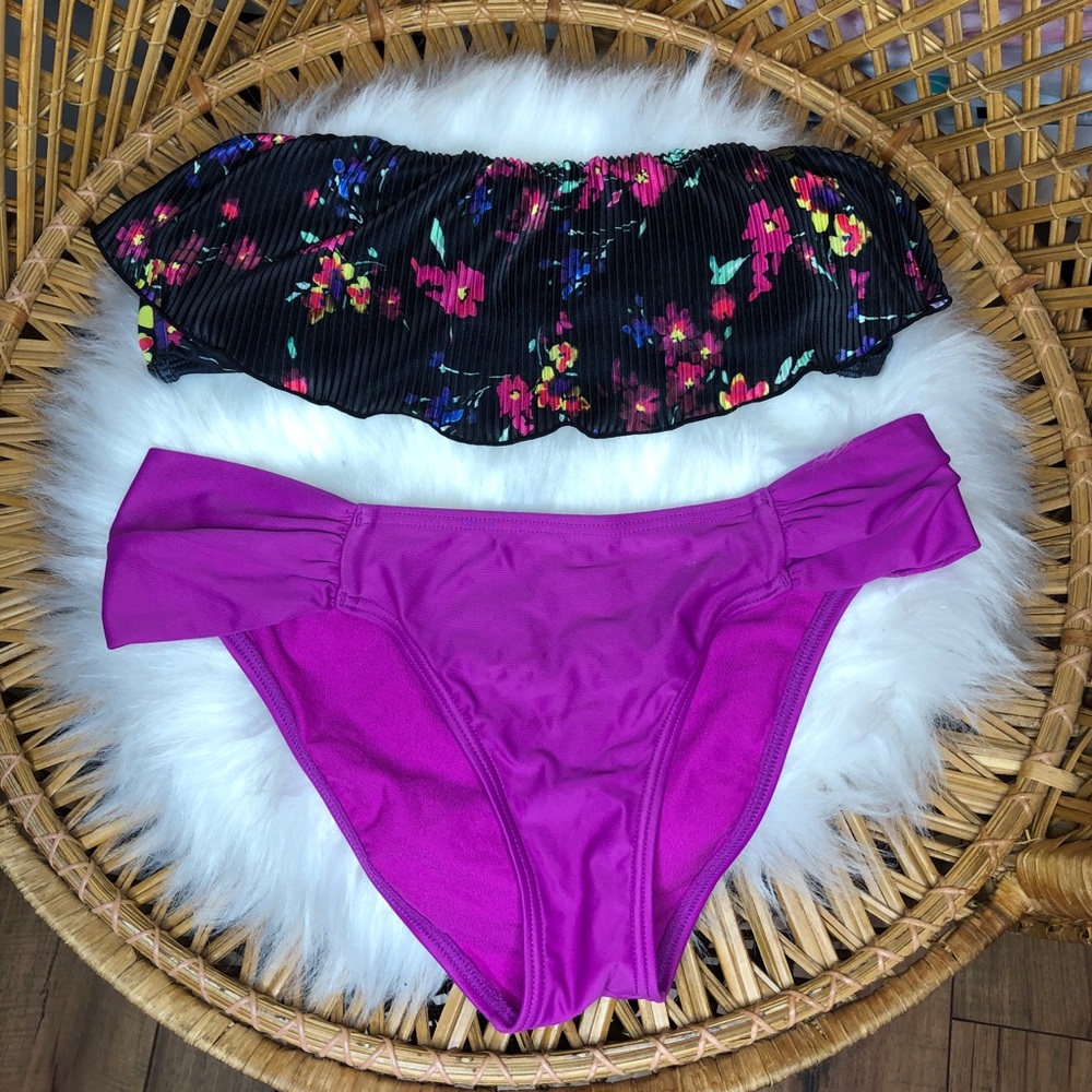 O’Neil Purple And Black Bikini Set
